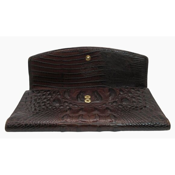 Vintage Brahmin  Alligator Embossed Leather Brown Clutch Wallet Organizer USA - Picture 4 of 11